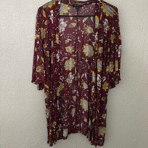Women’s Plus Size Lane Bryant Kimono Lightweight Floral, 18/20, Maroon